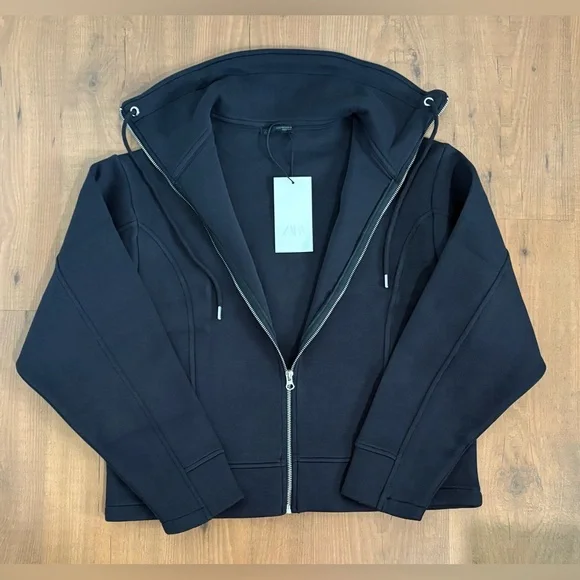 ZARA PIQUÉ ZIP-UP JACKET
Color: DARK NAVY * Size: XS-S - Picture 6 of 8